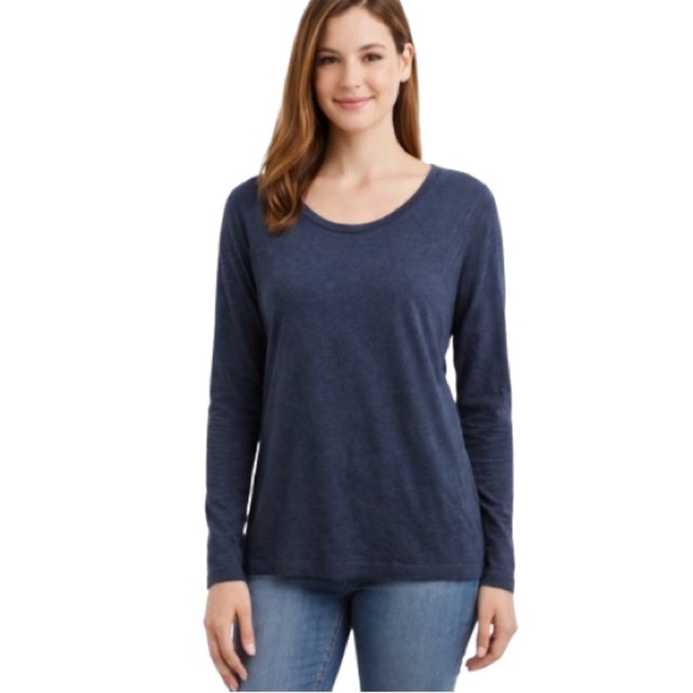Mossimo Supply Co. Women's Junior Crew Neck Long Sleeve Tee T-Shirt Navy Blue